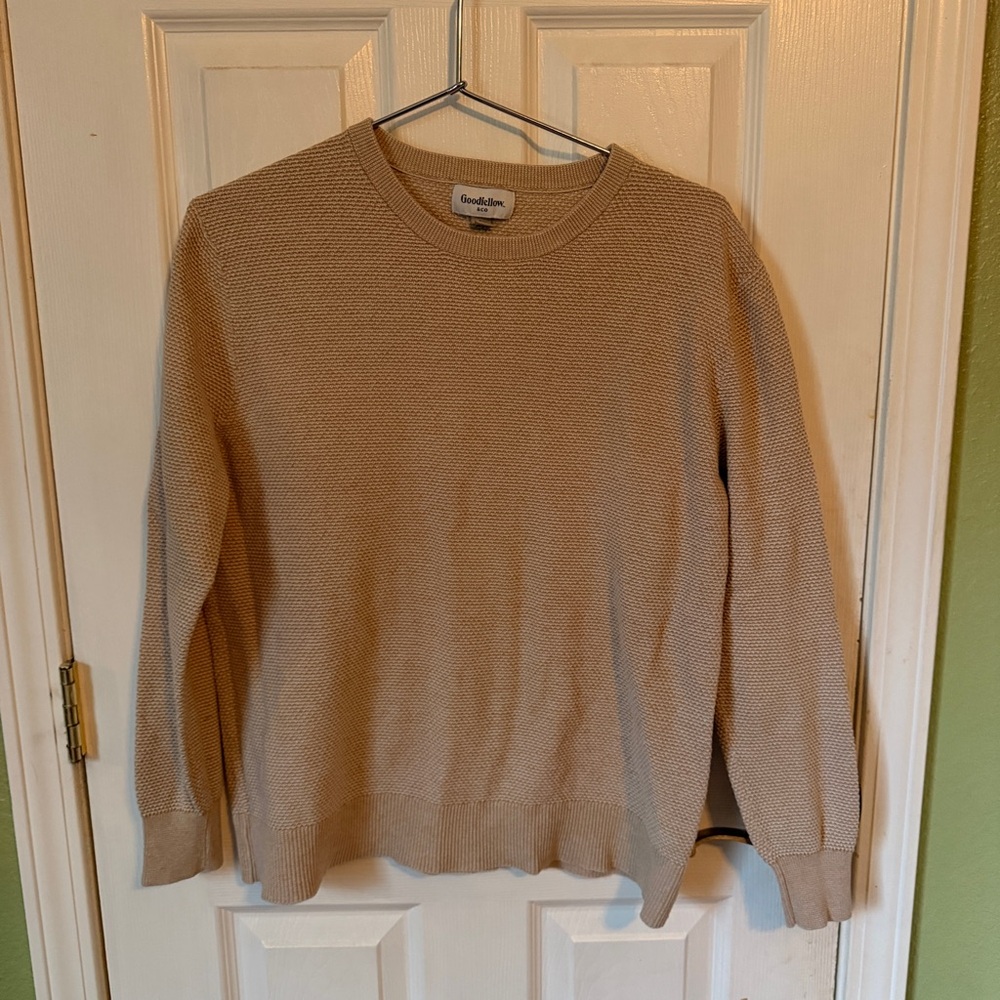 Goodfellow & Co Men's Tan Crewneck Sweater 100% Cotton